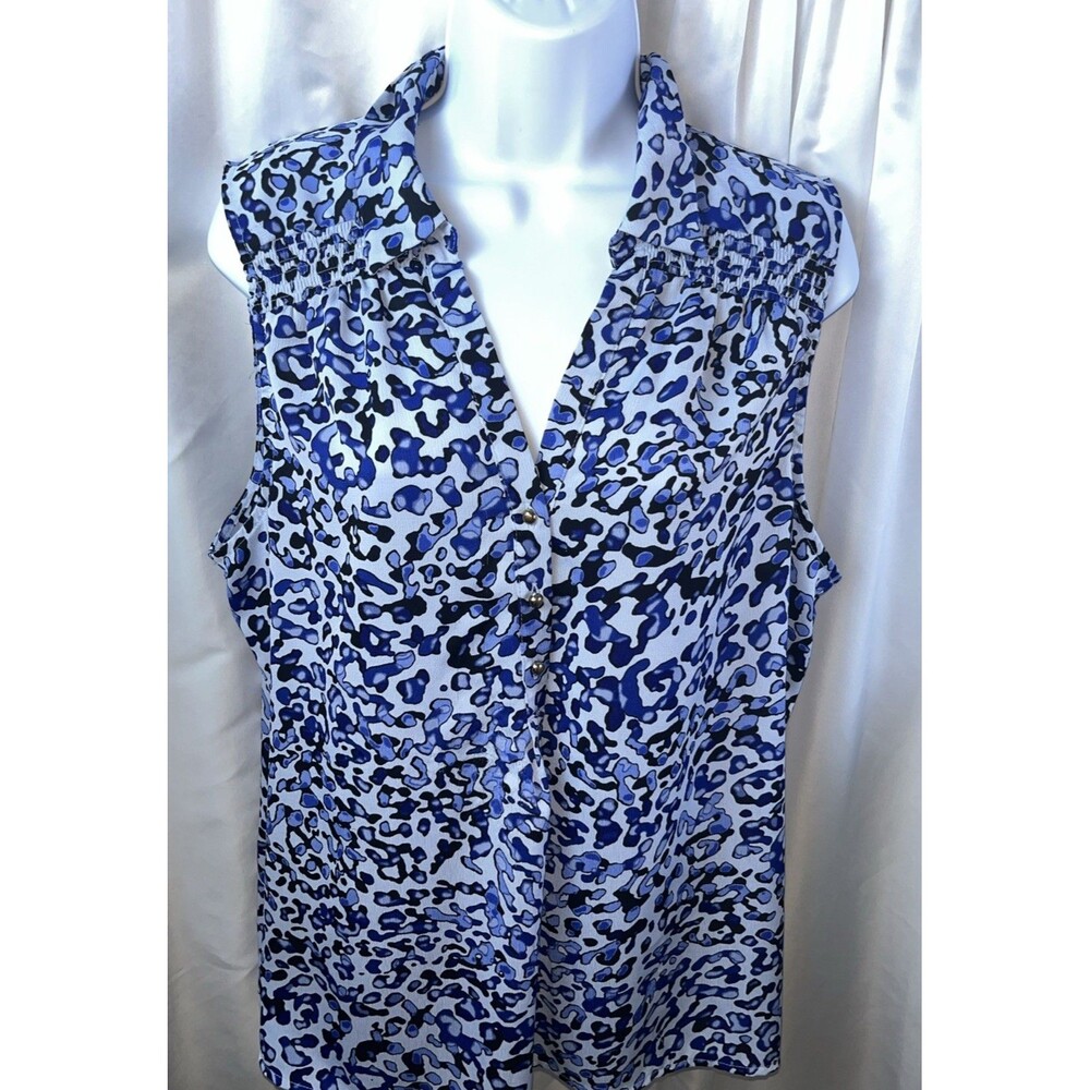 Dana Bachman Women’s Sleeveless Popover Tunic Blouse Size XL Multicolor Smocked